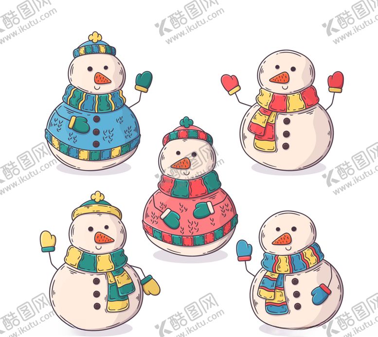 编号：16580309180313206753【酷图网】源文件下载-彩绘冬季雪人矢量素材