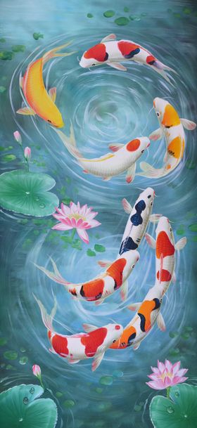 玄关牡丹鱼装饰画