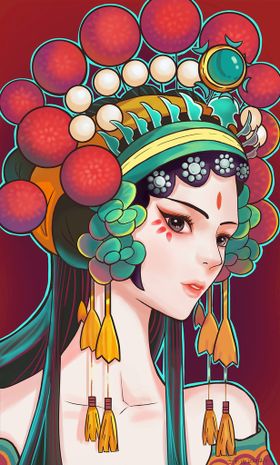 国潮美女插画