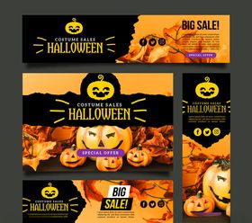 4款创意南瓜万圣节banner