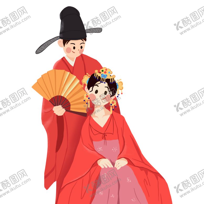 编号：90120204271237352244【酷图网】源文件下载-卡通新郎新娘PNG免扣素材