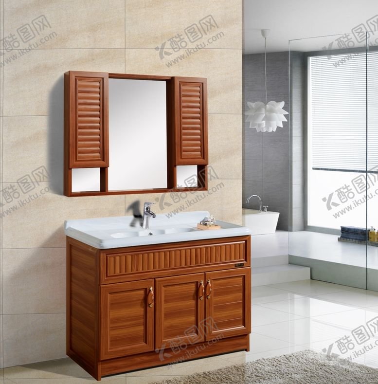 编号：63525309110407466280【酷图网】源文件下载-木色浴室柜