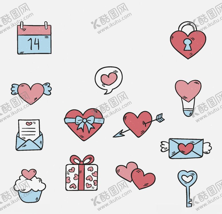 编号：93302009270012565935【酷图网】源文件下载-情人节元素