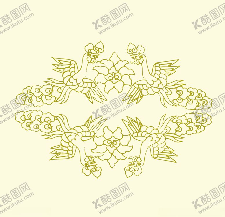 编号：54426110010617441843【酷图网】源文件下载-仙鹤花纹装饰画