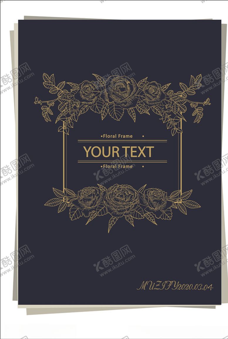 编号：51315707021511575443【酷图网】源文件下载-复古手绘金色玫瑰框架矢量