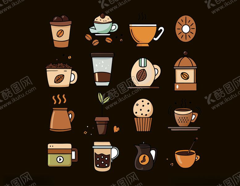 编号：38425010261053169048【酷图网】源文件下载-咖啡相关图标集合