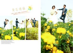 黄花情愿时尚浪漫婚纱相册模板