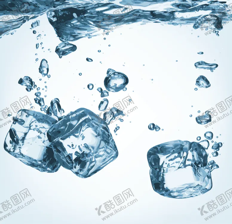 编号：94702706290348084767【酷图网】源文件下载-冰块掉落水中矢量素材
