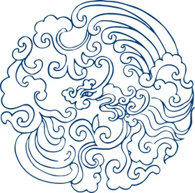 中国风古典青花瓷图案玻璃贴画陶纹桌布