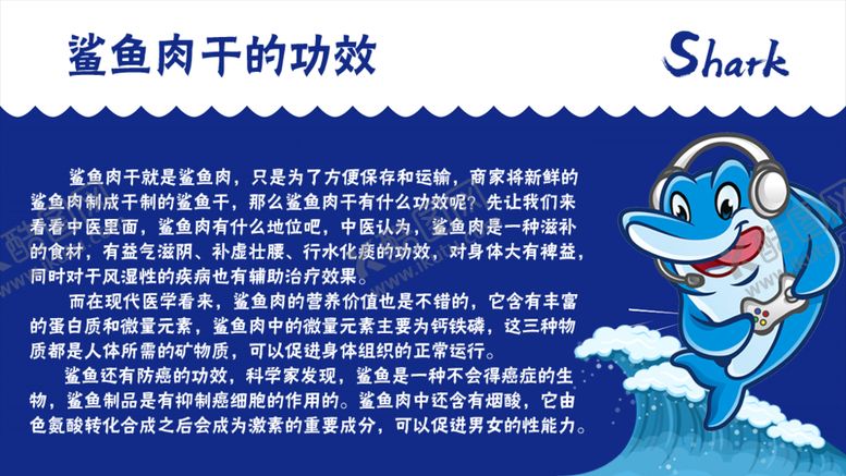 编号：21517709100207256367【酷图网】源文件下载-鲨鱼肉干的功效