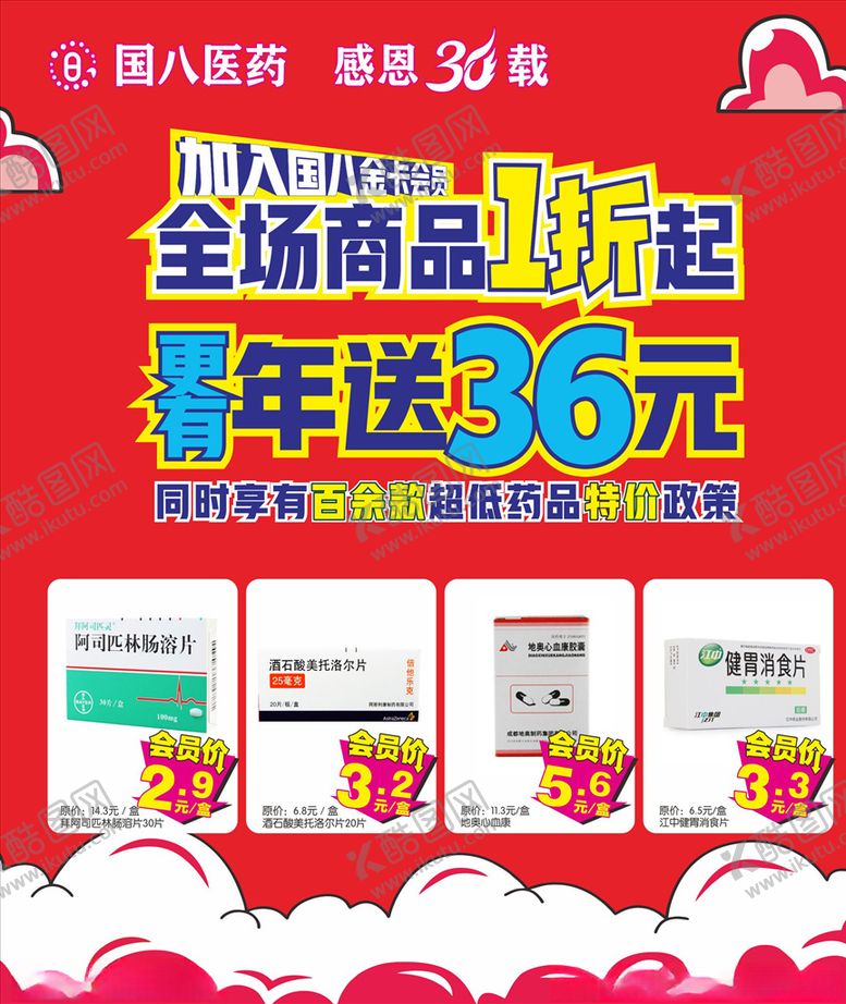 编号：50114704302134555985【酷图网】源文件下载-国八医药红色大海报宣传单