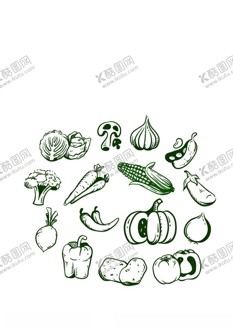 编号：39658102220736443080【酷图网】源文件下载-手绘水果蔬菜矢量图