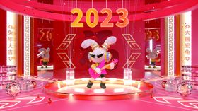 2023年兔子活动春节海报模板