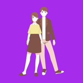 手绘情侣恋人卡通爱男女