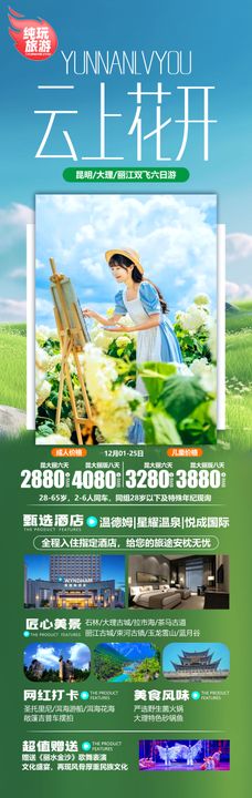 云南旅游海报行程大理景点长图