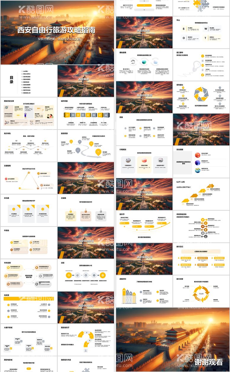 编号：70207311282343148860【酷图网】源文件下载-西安自由行旅游攻略指南PPT