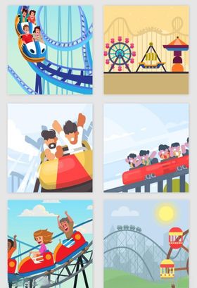 水上游乐园等距插画