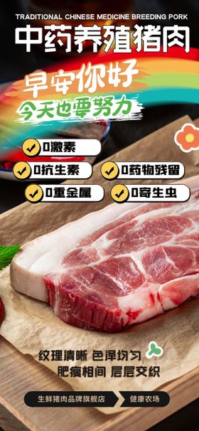 生鲜猪肉牛肉早安速食海报