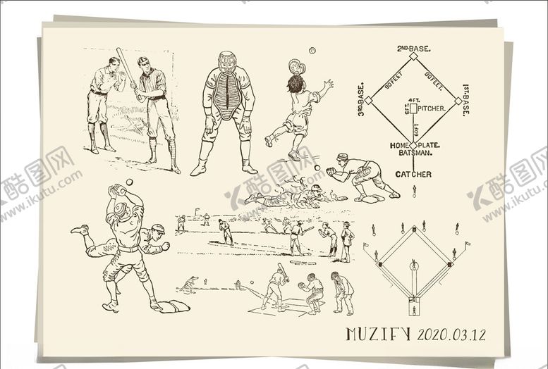 编号：49948710310657053156【酷图网】源文件下载-10款入棒球比赛手绘稿