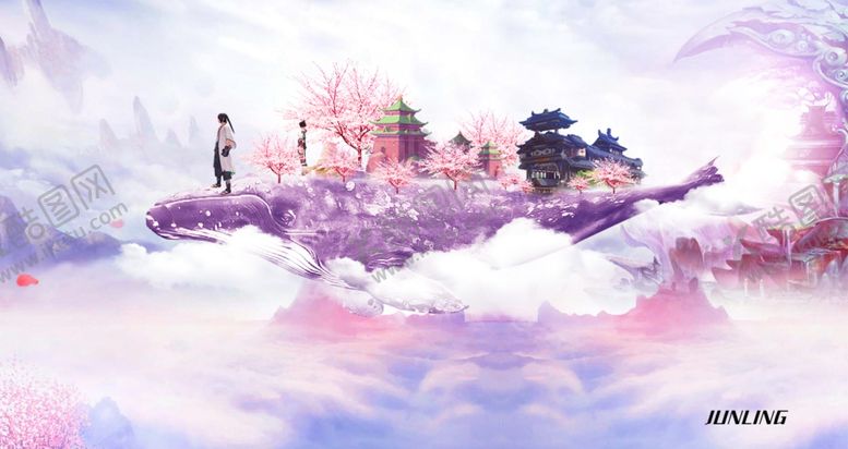 编号：31822410260010102833【酷图网】源文件下载-鲸鱼飞天