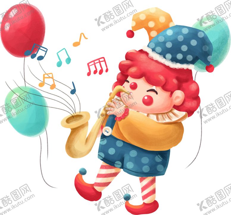 编号：42441307040323092157【酷图网】源文件下载-手绘卡通小丑系列免抠套图