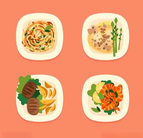 美味食物AI矢量图图片盘中餐