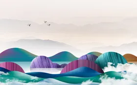 水墨山水海报背景画纸最新画峰
