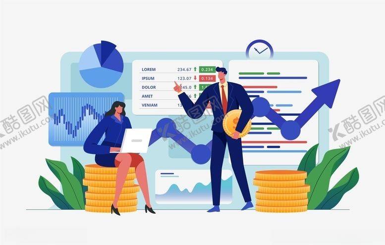 编号：29433805070736432776【酷图网】源文件下载-创意股票投资理财金融插画设计