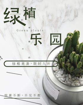 简约小清新绿色植物大理