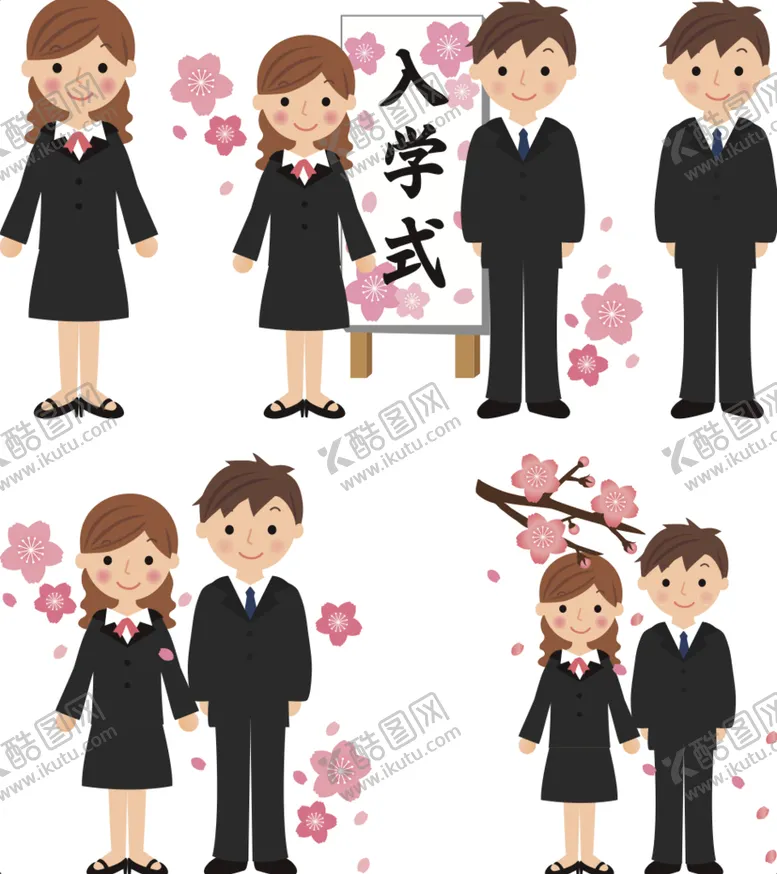 编号：47043802151424175568【酷图网】源文件下载-大学生入学典礼学生卡通形象
