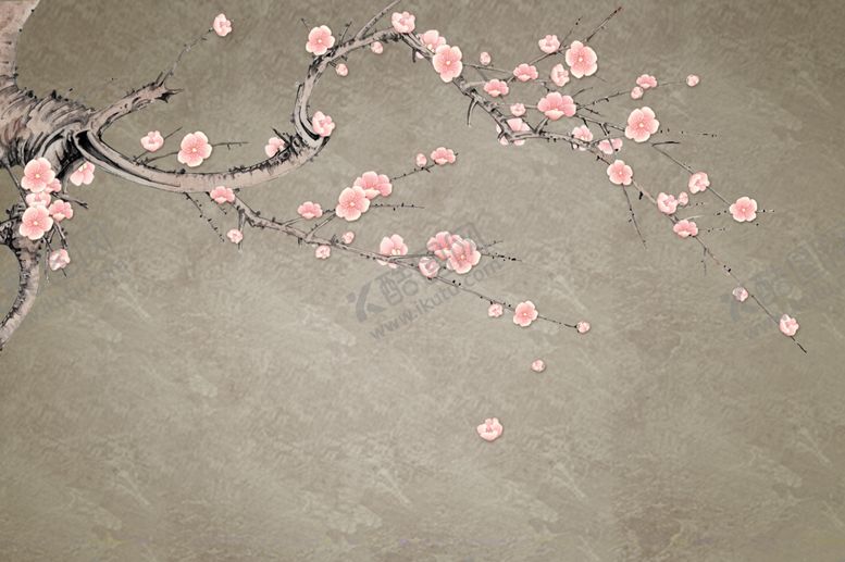 编号：59111909180725553213【酷图网】源文件下载-花鸟画梅花背景墙