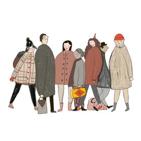 一家人团圆素材海报新年插画设计手绘