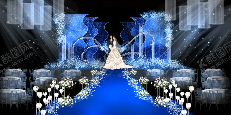编号：26038210221212565364【酷图网】源文件下载-蓝色系婚礼设计背景