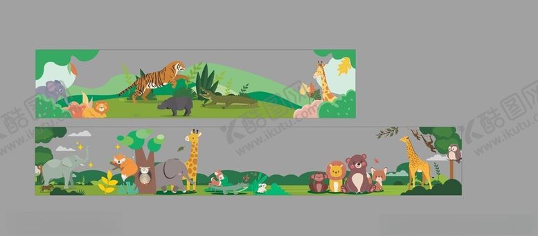编号：91418904050306184010【酷图网】源文件下载-动物森林连廊玻璃贴
