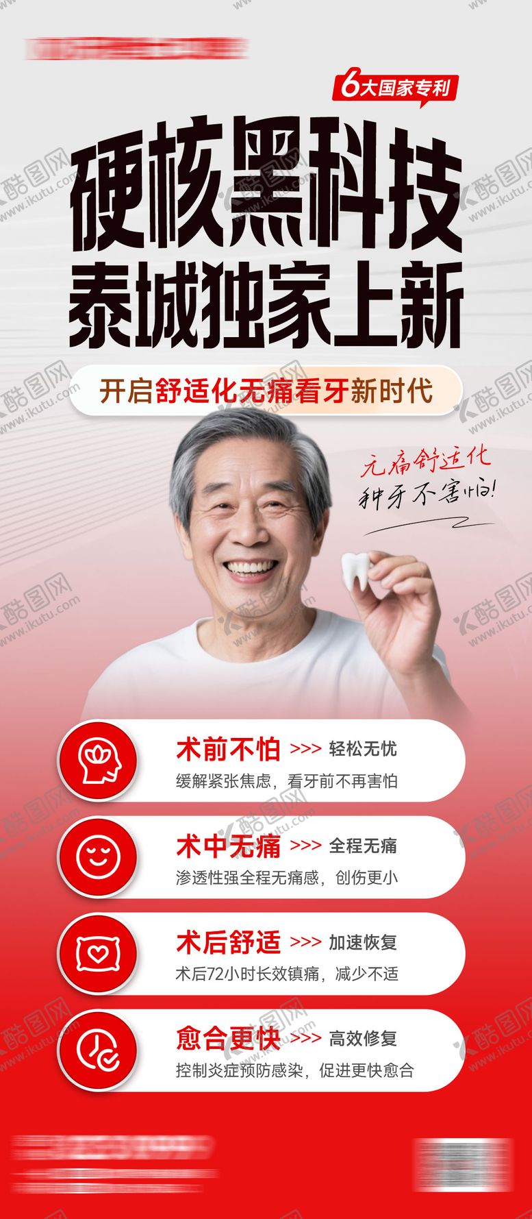 编号：38751401111649288282【酷图网】源文件下载-口腔种植牙无痛舒适化海报