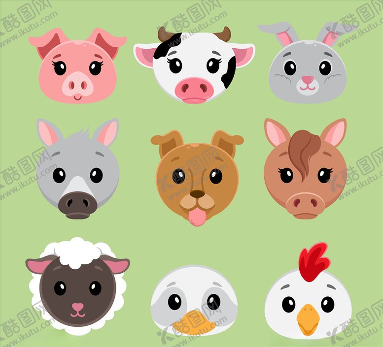 编号：44729409082306009886【酷图网】源文件下载-卡通动物头像