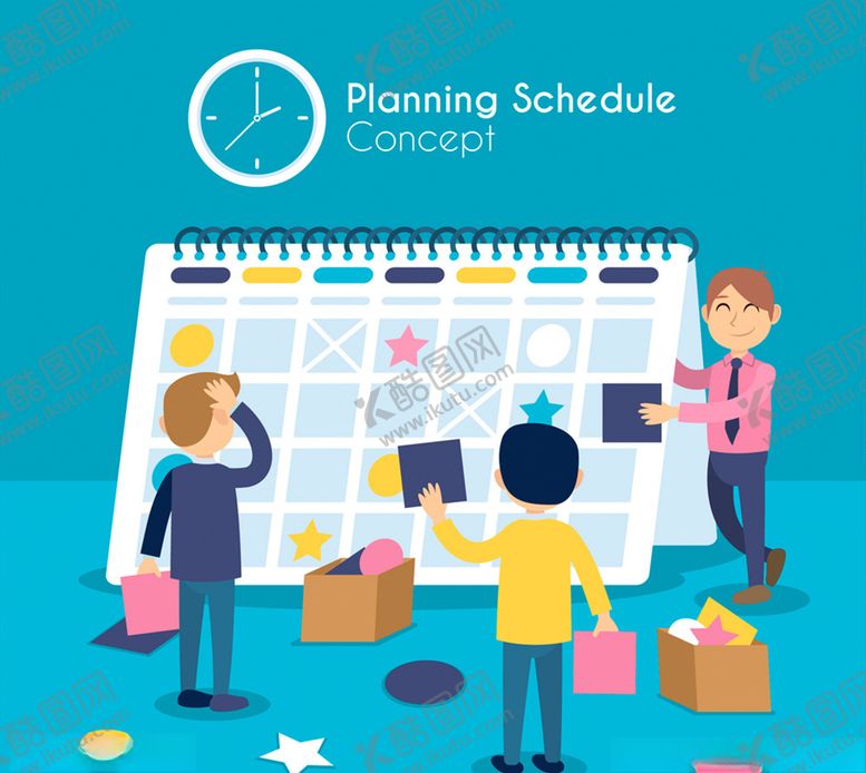 编号：96944409122323227190【酷图网】源文件下载-创意月历计划表和商务男子