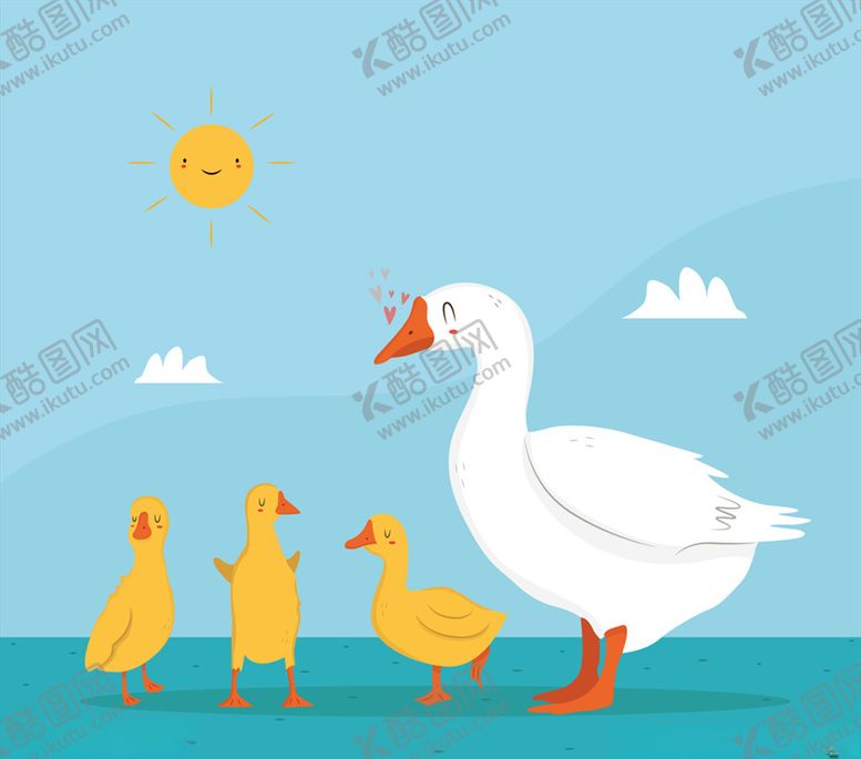 编号：41155206161322003039【酷图网】源文件下载-创意白鹅和鹅仔