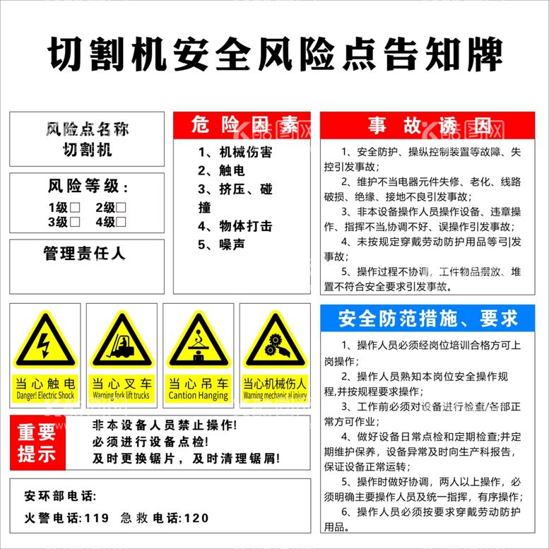 编号：18277612220155581676【酷图网】源文件下载-收割机安全风险点告知牌