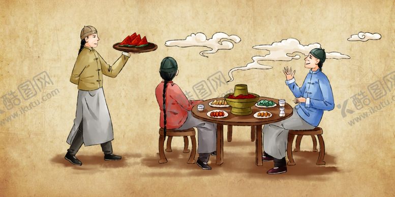 编号：96742109212247495542【酷图网】源文件下载-餐馆人物复古餐厅壁纸背景素材