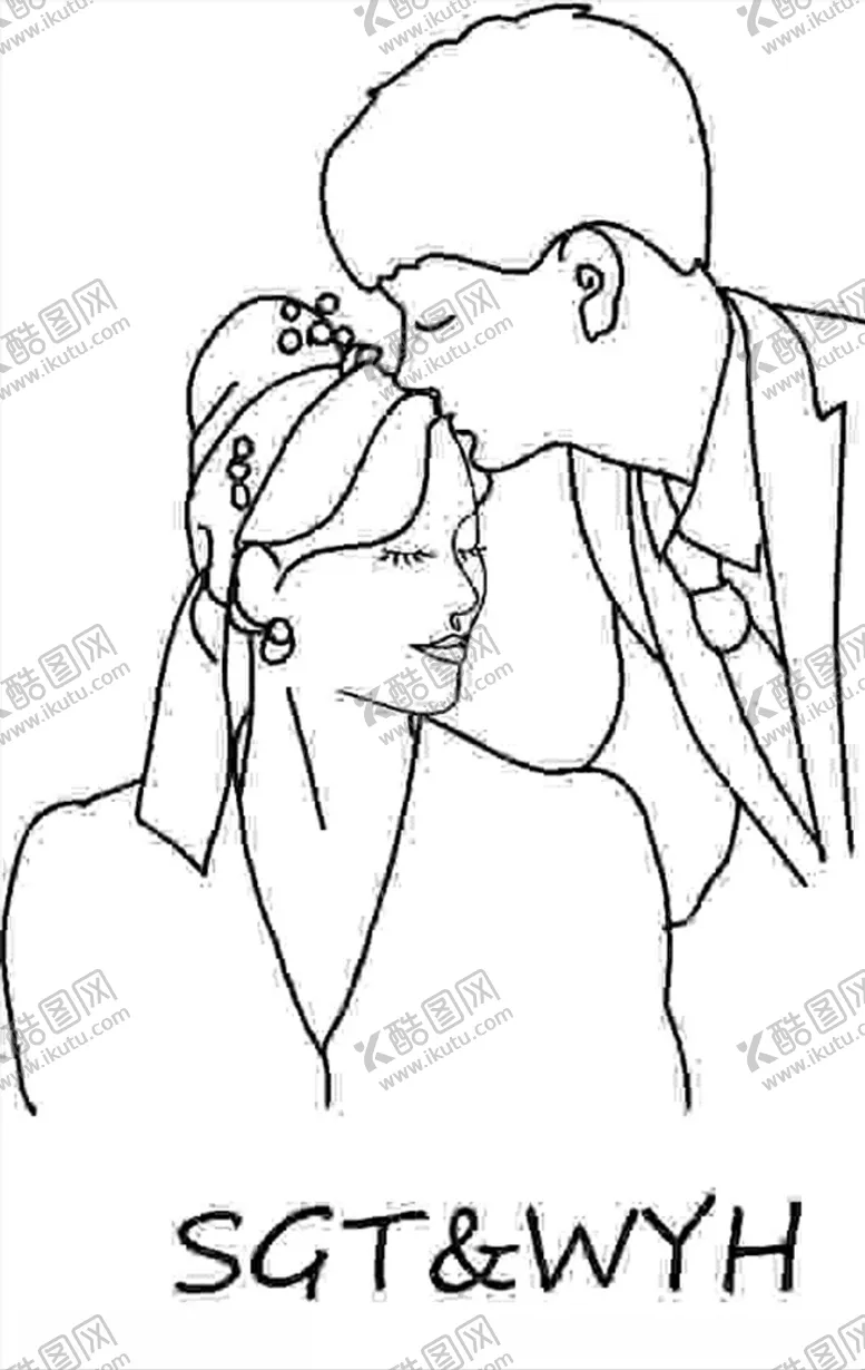 编号：22400107092106367229【酷图网】源文件下载-婚礼情侣头像手绘logo