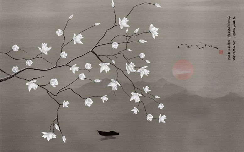 编号：81772810301837324896【酷图网】源文件下载-花鸟画背景墙