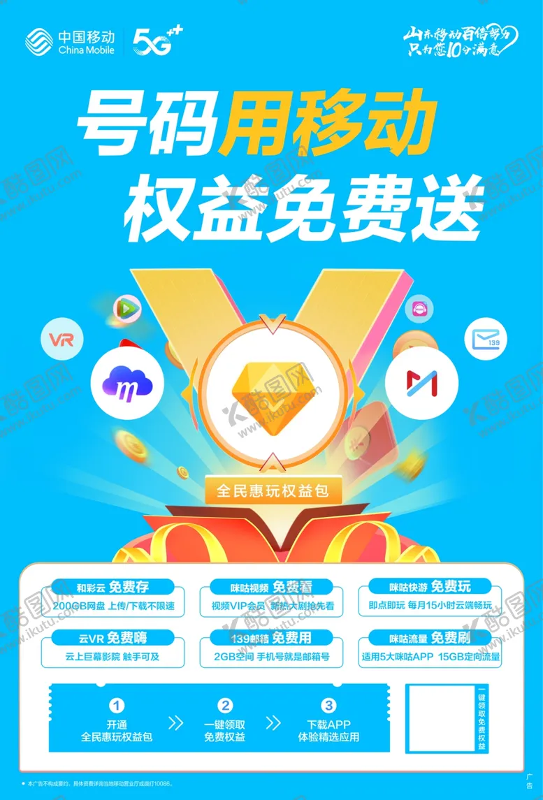 中国移动海报权益免费送权益包号码用套餐办理