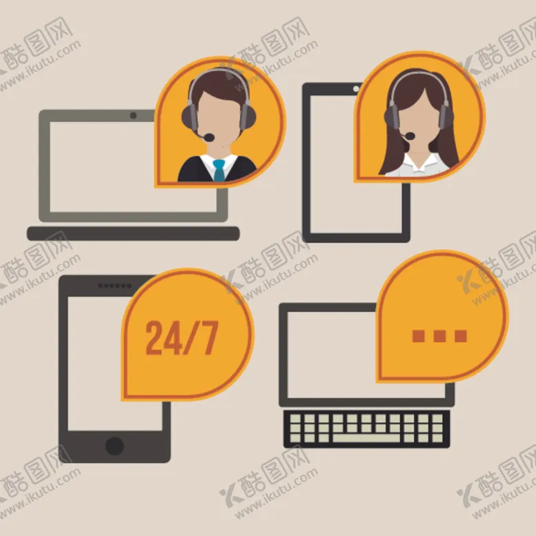 编号：48899506142339282565【酷图网】源文件下载-卡通客服人员