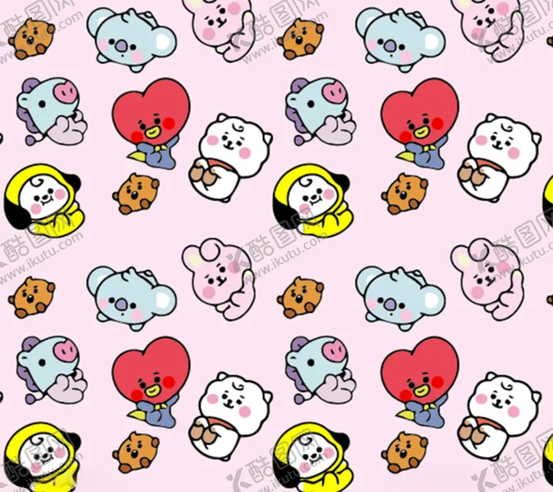 编号：99778606182001225331【酷图网】源文件下载-BT21卡通背景平铺图