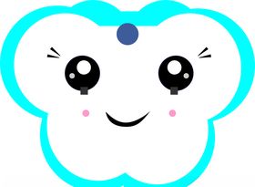 云蓝色白色黑色可爱型