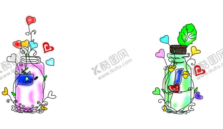 编号：72712802210517155147【酷图网】源文件下载-手绘瓶子绿植