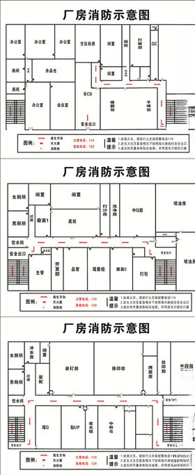 厂房消防疏散示意图