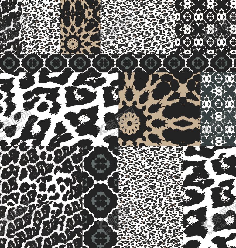 编号：11000009280751026621【酷图网】源文件下载-几何拼接豹纹印花图