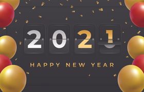 2021新年海报节日中国元素气球